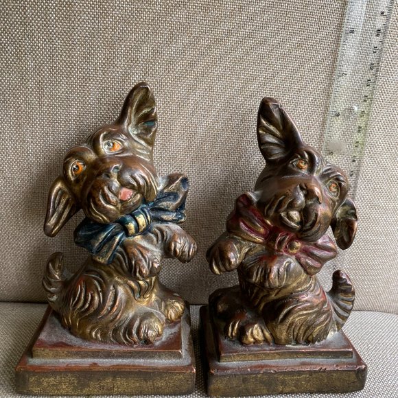 Armor Bronze Co. Puppy Dog with Bow Book Ends 1930's - Picture 4 of 12